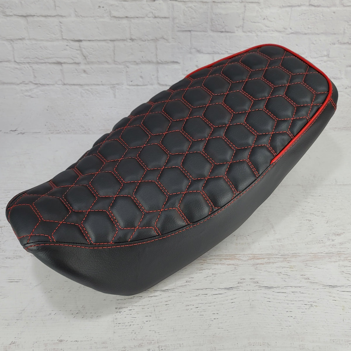 Honda Grom Nested Hexagon Seat Cover, handmade Honda Grom seat cover by Cheeky Seats, product detail view 9