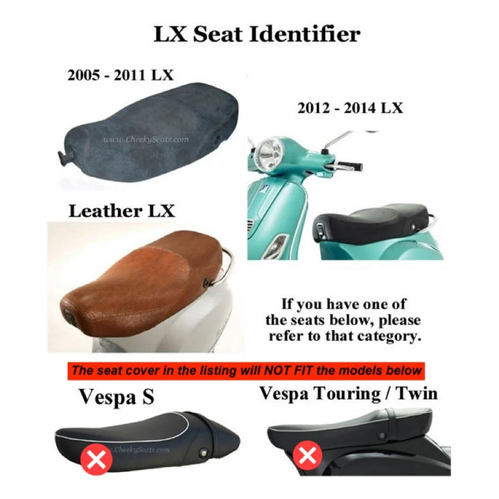Vespa LX 50 / 150 Seat Cover Black with Dual Racing Stripes