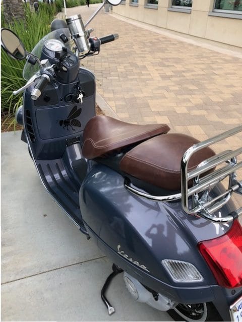 Vespa GTV seat cover by Cheeky Seats
