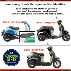 READY TO SHIP! Honda Metropolitan CH50 Classic Black Seat Cover - No staples!