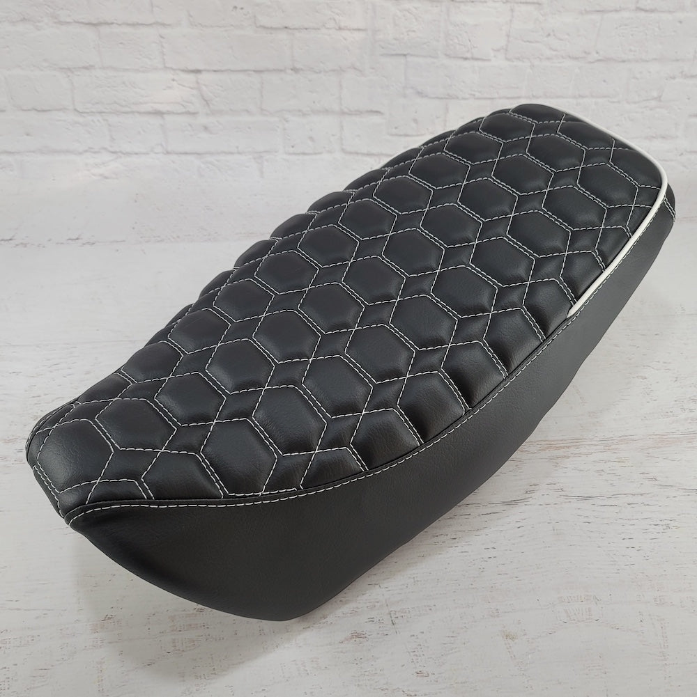 Honda Grom Nested Hexagon Seat Cover, handmade Honda Grom seat cover by Cheeky Seats, product detail view 7