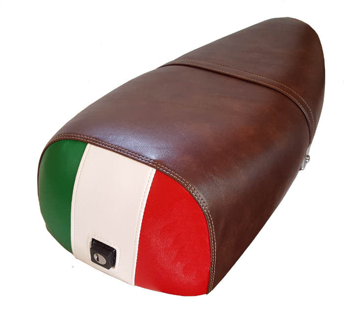 Genuine Stella Rear Italian Flag Whiskey Brown Scooter Seat Cover