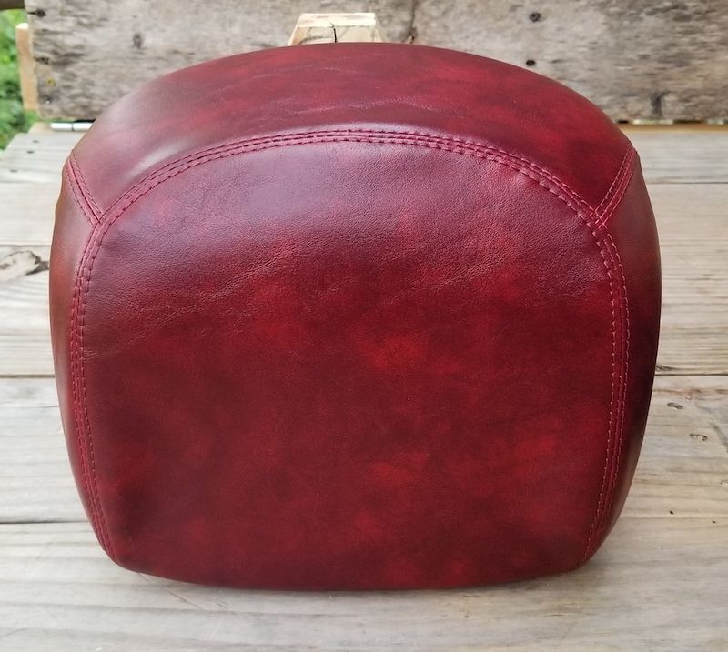 Vespa GTV backrest pad cover in oxblood by Cheeky Seats