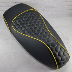 Vespa GTS 250 / 300 HEXAGON / Honeycomb with piping Seat Cover Handmade in the USA