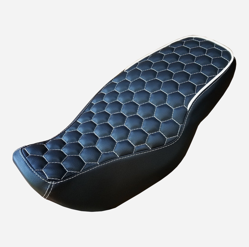 Honda Grom Hexagon Honeycomb Seat Cover, handmade Honda Grom seat cover by Cheeky Seats, product detail view 4