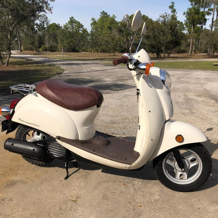 READY TO SHIP !  Honda Metropolitan CH50 Distressed Whiskey Brown Seat Cover French Seams