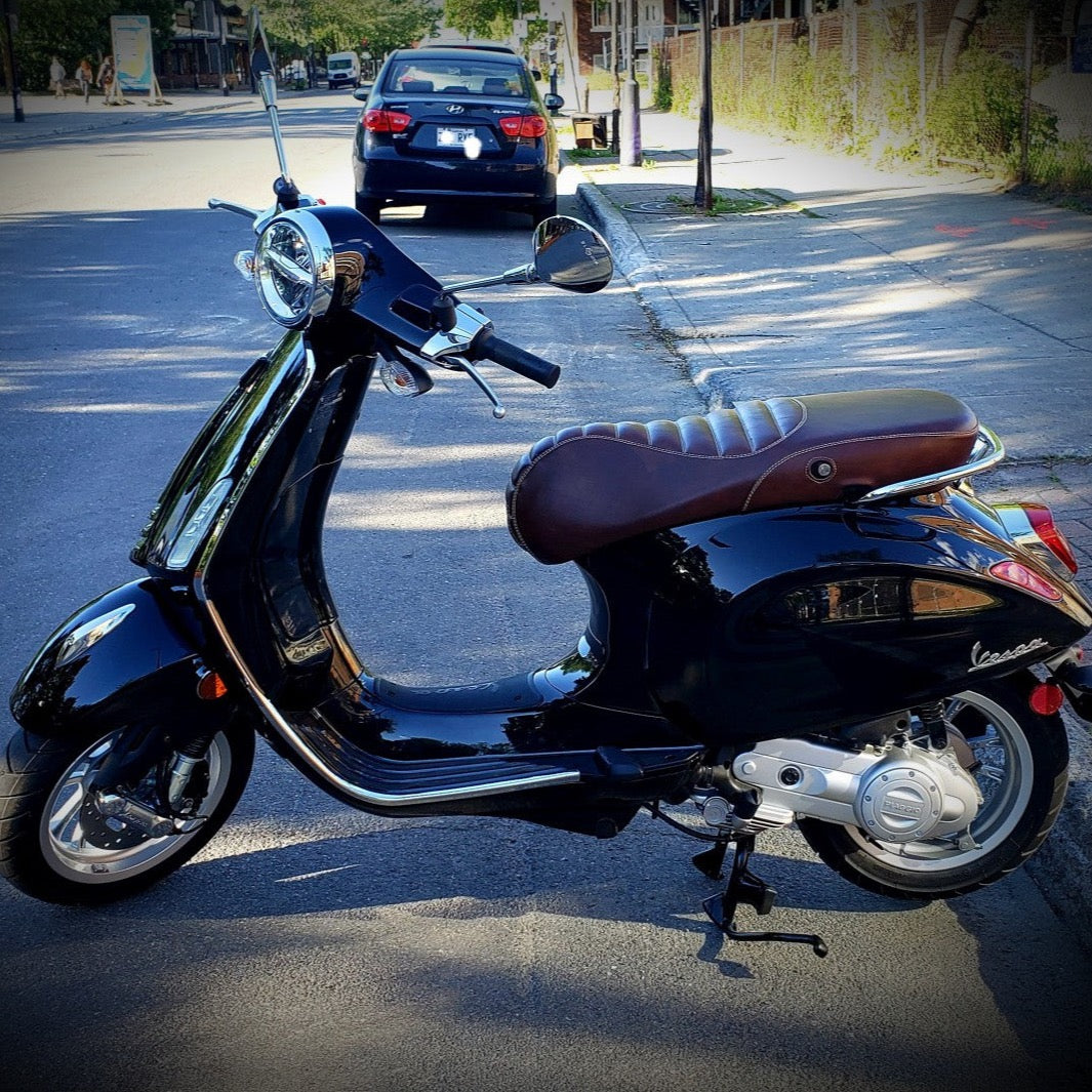 Padded Distressed Whiskey Vespa Sprint Primavera Seat Cover