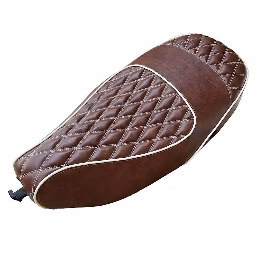 Vespa LX whiskey diamond seat cover double diamond stitch