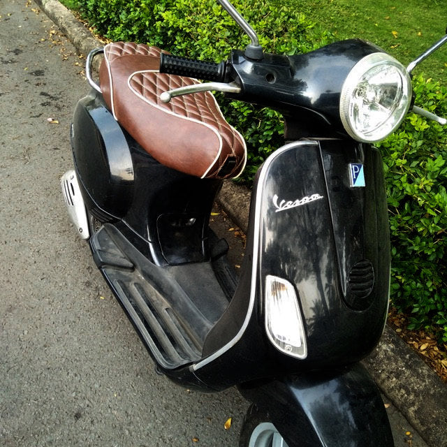 Vespa LX 50 / 150 Whiskey Diamond Seat Cover Handmade